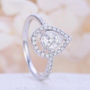 💍 Hollow Pear Gemstone Zircon Elegant Water Drop Rings for Women, EVGG1290